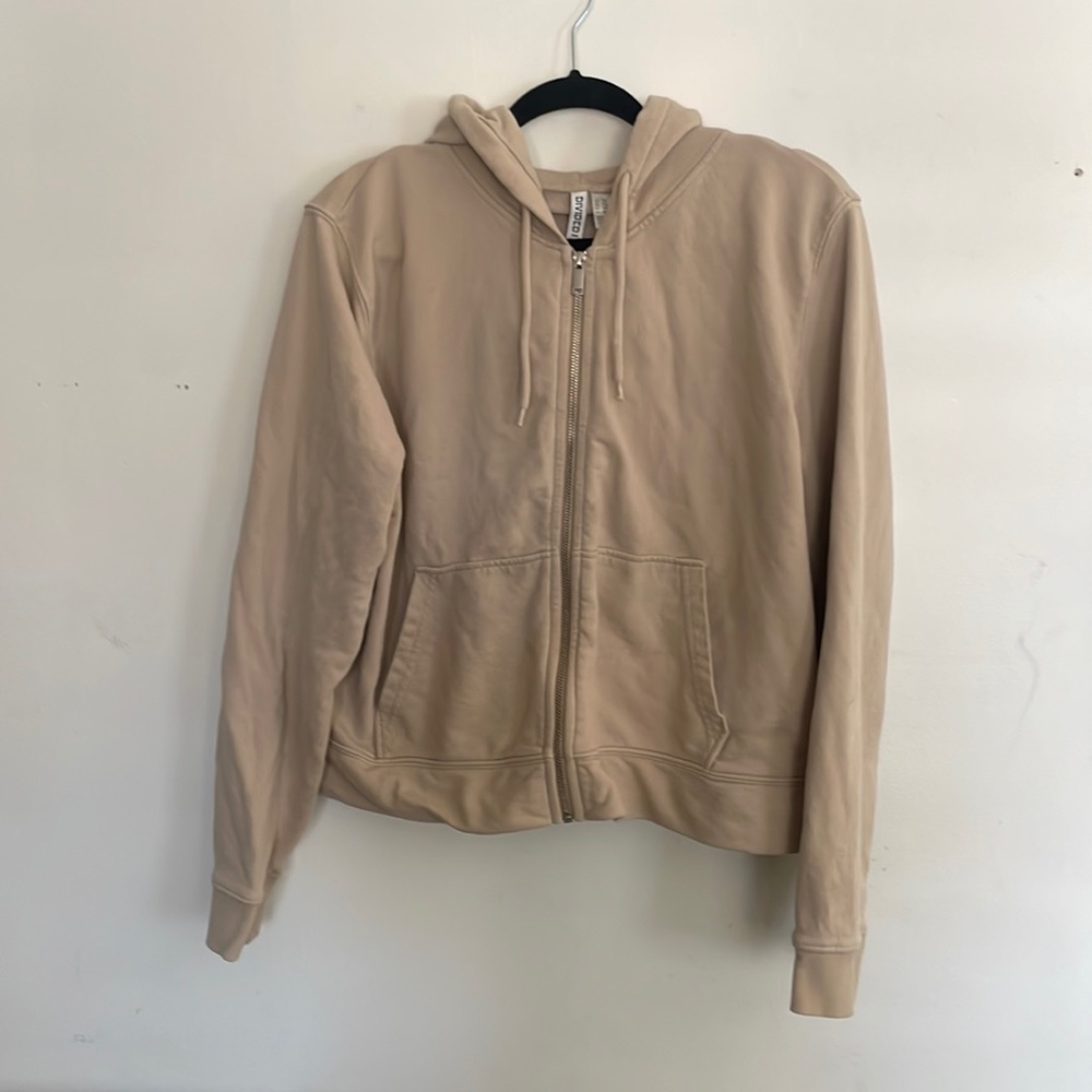 Beige Zip-up Hoodie